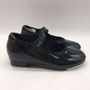 Revolution Dancewear Easy-On Black Patent Tap Shoe Girl 2.0A Hook & Loop RD60014